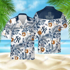 New York Yankees Baseball Hawaiian Shirt In Blue And White