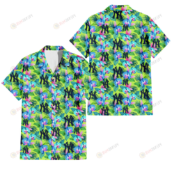 New York Yankees Blue Orchid Green Pink Leaf Green Background 3D Hawaiian Shirt