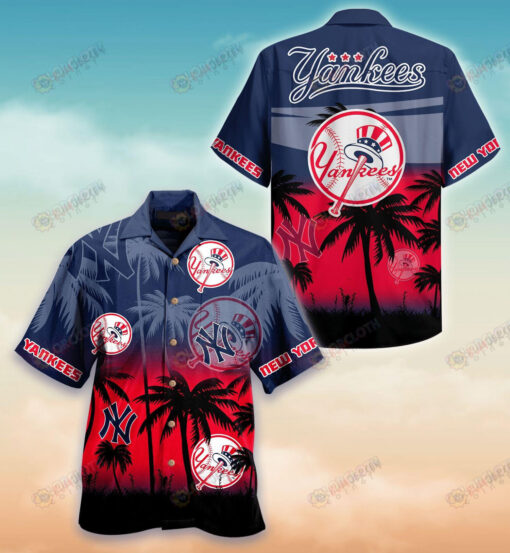 New York Yankees Fans Hawaiian Shirt In Red And Navy