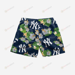 New York Yankees Floral Hawaiian Men Shorts Swim Trunks - Print Shorts