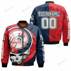 New York Yankees Grateful Dead Skull 3D Customized Name Pattern Bomber Jacket