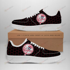 New York Yankees Logo Beehive Pattern Air Force 1 Printed In Black