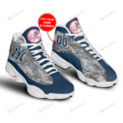 New York Yankees Logo Camo Pattern Custom Name Air Jordan 13 Shoes Sneakers