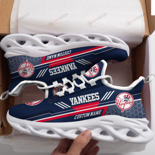 New York Yankees Logo Custom Name Pattern 3D Max Soul Sneaker Shoes