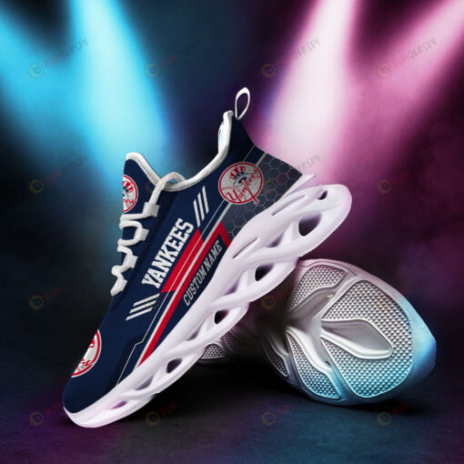 New York Yankees Logo Pattern Custom Name 3D Max Soul Sneaker Shoes