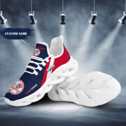 New York Yankees Logo Pattern Custom Name 3D Max Soul Sneaker Shoes In Red Navy