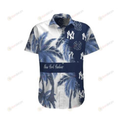 New York Yankees Palm Curved Hawaiian Shirt In White Navy