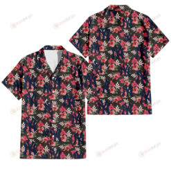New York Yankees Pink Hibiscus Orchid Brown Background 3D Hawaiian Shirt