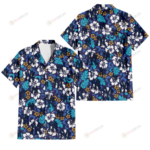 New York Yankees White Hibiscus Ceramic Style Navy Background 3D Hawaiian Shirt