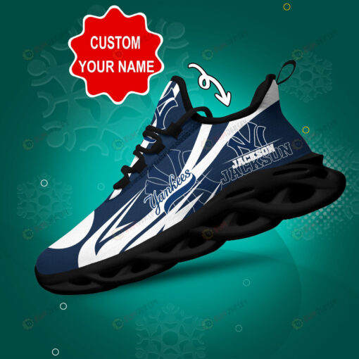 NewYork Yankees Logo Line Pattern Custom Name 3D Max Soul Sneaker Shoes