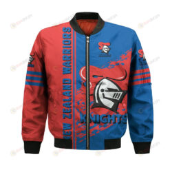 Newcastle Knights Bomber Jacket 3D Printed Logo Pattern In Team Colours