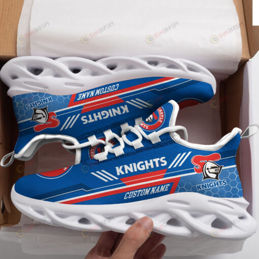 Newcastle Knights Logo Custom Name Pattern 3D Max Soul Sneaker Shoes In Blue