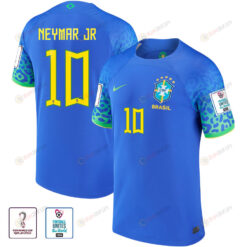 Neymar 10 Brazil National Team FIFA World Cup Qatar 2022 Patch Men Away Jersey
