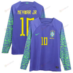 Neymar Jr 10 Brazil 2022-23 Away Men Long Sleeve Jersey National Team World Cup Qatar