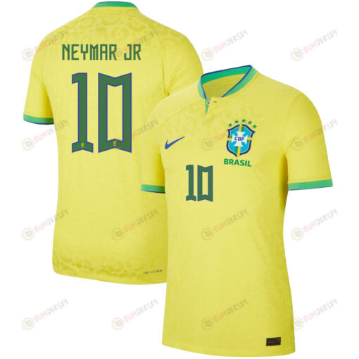 Neymar Jr 10 Brazil National Team 2022 Qatar World Cup Home Men Jersey - Yellow