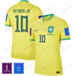 Neymar Jr 10 Brazil National Team FIFA World Cup Qatar 2022 Patch Men Home Yellow Jersey