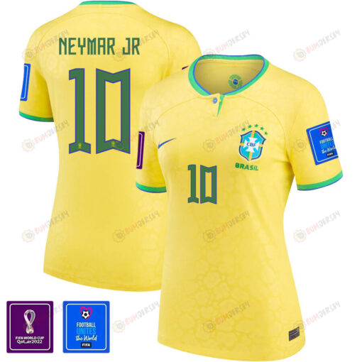 Neymar Jr 10 Women Brazil National Team FIFA World Cup Qatar 2022 Patch Home Jersey