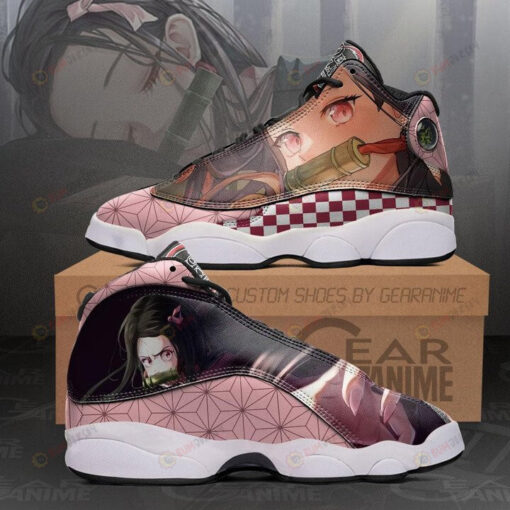 Nezuko Demon Slayer Anime Pink Air Jordan 13 Shoes Sneakers