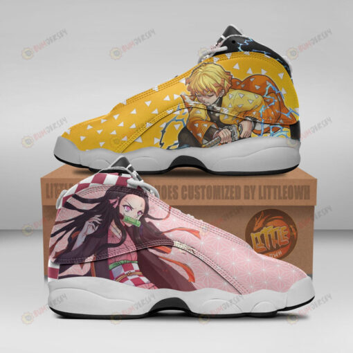 Nezuko X Zenitsu Shoes Kny Anime Air Jordan 13 Shoes Sneakers