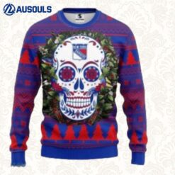 Nhl New York Rangers Skull Flower Christmas Ugly Sweaters For Men Women Unisex