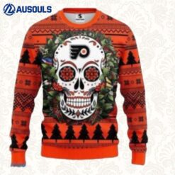 Nhl Philadelphia Flyers Skull Flower Christmas Ugly Sweaters For Men Women Unisex