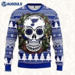 Nhl St_ Louis Blues Skull Flower Christmas Ugly Sweaters For Men Women Unisex