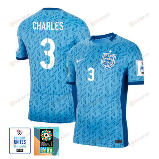 Niamh Charles 3 England 1 Star FIFA Patch Women's National Team 2023-24 World Cup Away Men Jersey