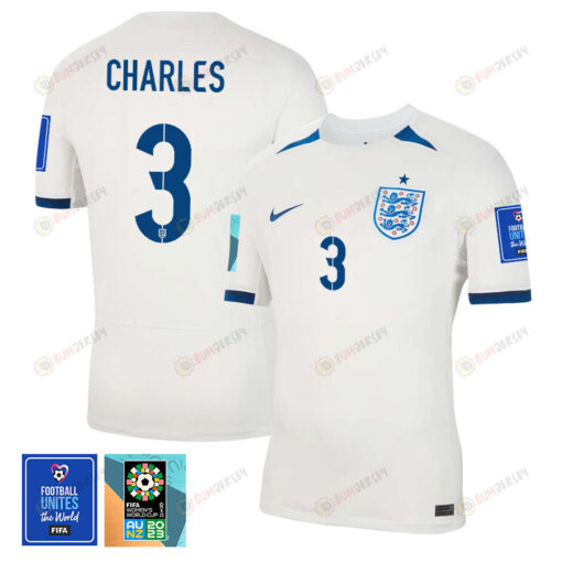 Niamh Charles 3 England 1 Star FIFA Patch Women's National Team 2023-24 World Cup Home Men Jersey