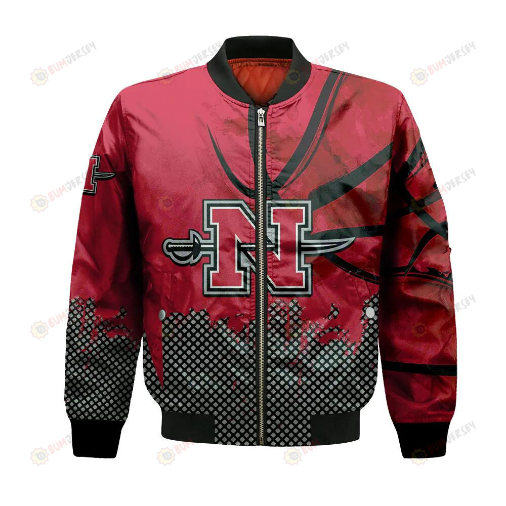 Nicholls Colonels Bomber Jacket 3D Printed Basketball Net Grunge Pattern