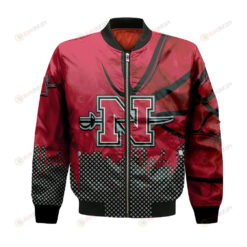 Nicholls State Colonels Bomber Jacket 3D Printed Basketball Net Grunge Pattern