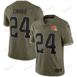 Nick Chubb Cleveland Browns 2022 Salute To Service Limited Jersey - Olive