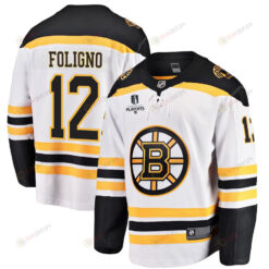 Nick Foligno 12 Boston Bruins Stanley Cup 2023 Playoffs Patch Away Breakaway Men Jersey - White