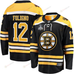 Nick Foligno 12 Boston Bruins Stanley Cup 2023 Playoffs Patch Home Breakaway Men Jersey - Black