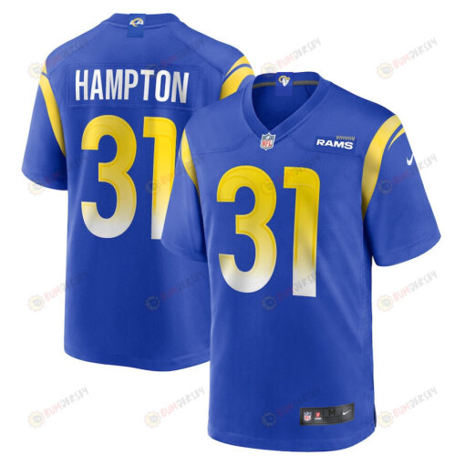 Nick Hampton 31 Los Angeles Rams Game Men Jersey - Royal