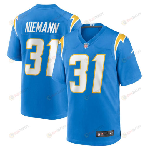 Nick Niemann 31 Los Angeles Chargers Game Player Jersey - Powder Blue