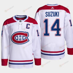 Nick Suzuki 14 Montreal Canadiens White Jersey 2023 Captain Patch Primegreen