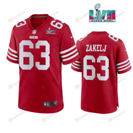 Nick Zakelj 63 San Francisco 49Ers Super Bowl LVII Men's Jersey