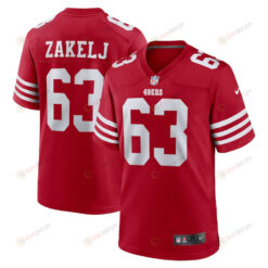 Nick Zakelj 63 San Francisco 49ers Game Player Jersey - Scarlet
