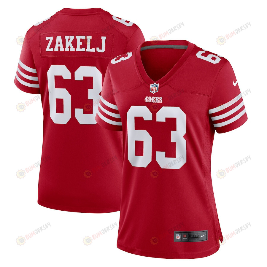 Nick Zakelj San Francisco 49ers Women's Game Player Jersey - Scarlet