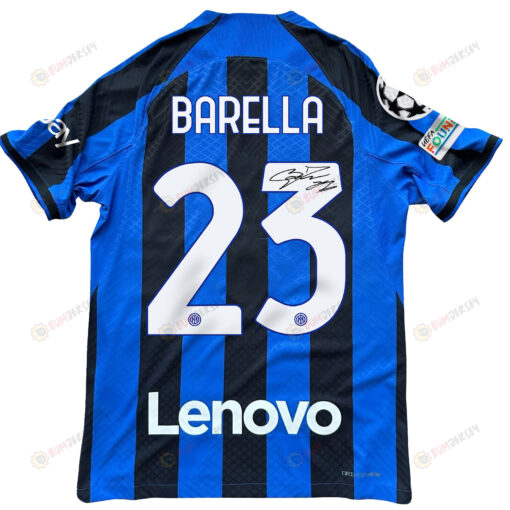 Nicol? Barella 23 Signed Inter Milan 2022/23 Home Men Jersey - Black/Blue Stripes