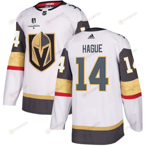 Nicolas Hague 14 Vegas Golden Knights Stanley Cup 2023 Champions Patch Away Breakaway Men Jersey - White