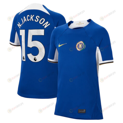 Nicolas Jackson 15 Chelsea 2023/24 Home YOUTH Jersey - Blue