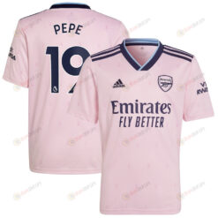 Nicolas Pepe 19 Arsenal Youth 2022/23 Third Player Jersey - Pink
