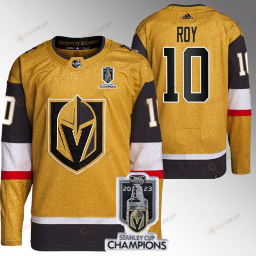 Nicolas Roy 10 Vegas Golden Knights 2023 Stanley Cup Champions Patch Breakaway Home Jersey - Gold