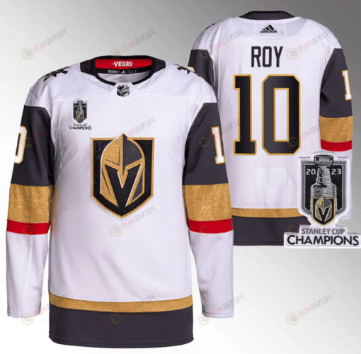 Nicolas Roy 10 Vegas Golden Knights 2023 Stanley Cup Champions Patch Breakaway Jersey - White