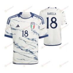 Nicolo Barella 18 Italy National Team 2023/24 Away Youth Jersey - White