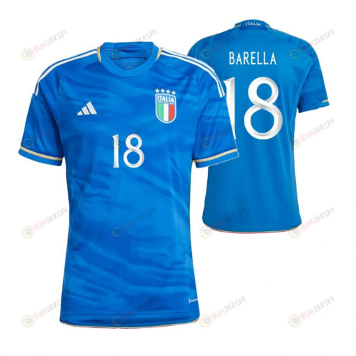 Nicolo Barella 8 Italy National Team 2023-24 Home Men Jersey - Blue