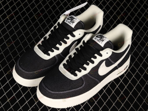 Nike Air Force 1 07 Low Denim Black Beige Shoes Sneakers