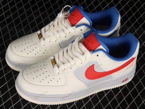 Nike Air Force 1 07 Low Toffee Grey Red Blue Shoes Sneakers