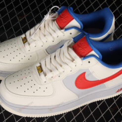 Nike Air Force 1 07 Low Toffee Grey Red Blue Shoes Sneakers